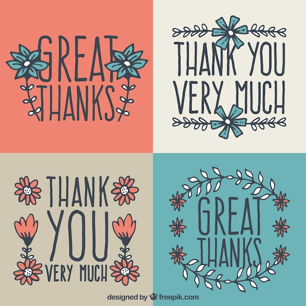 Vintage thank you cards set with floral details