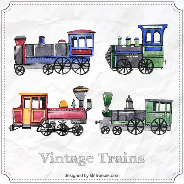 Free vector vintage trains collection