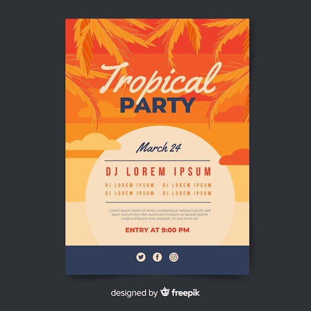 Vintage tropical music festival poster template