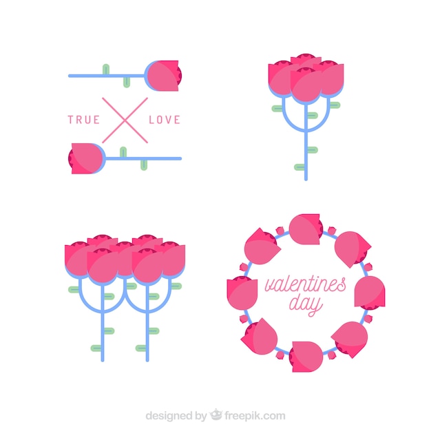 Free Vector vintage valentine's day floral wreaths & bouquets