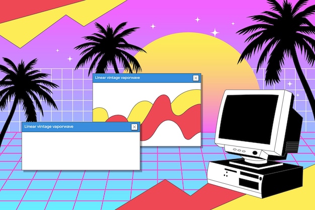 Free Vector vintage vaporwave background