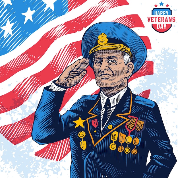 Free Vector vintage veterans day concept