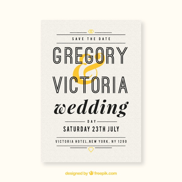 Free Vector vintage wedding card template with retro style