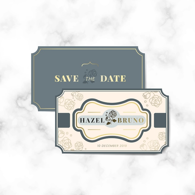 Free Vector vintage wedding invitation label vector set