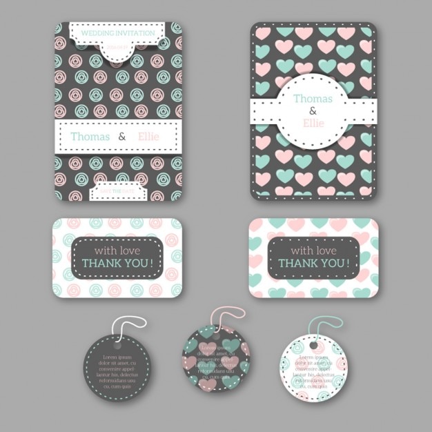 Free Vector vintage wedding stationery