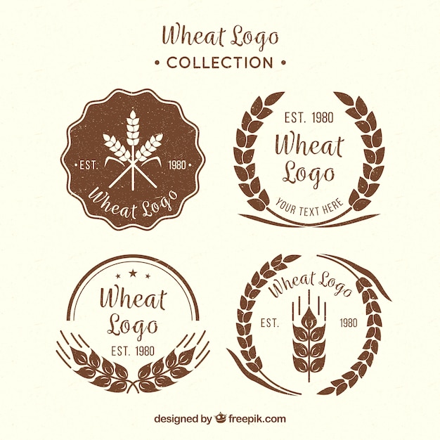 Free Vector vintage wheat logo collection