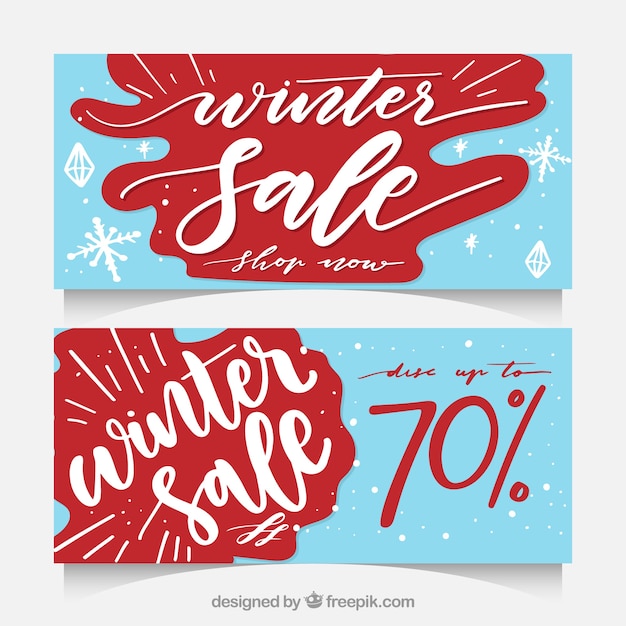 Free Vector vintage winter sales banners