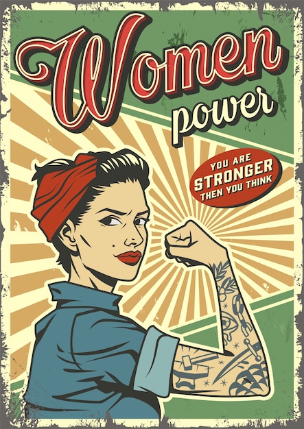 Free Vector vintage woman power poster