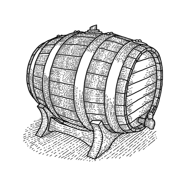 Free Vector vintage wooden barrel poster with good whiskey or beer inside