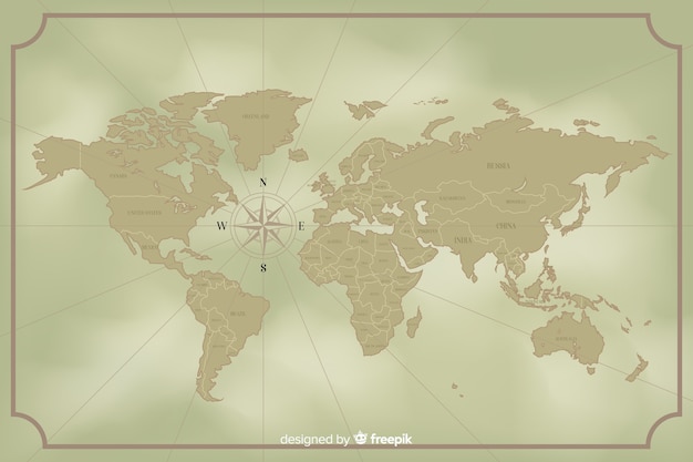 Free Vector vintage world map design concept