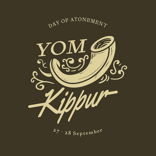 Free Vector vintage yom kippur background with horn