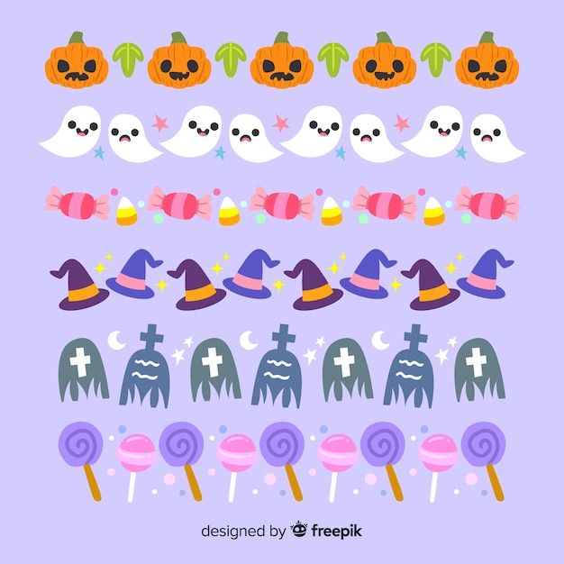 Free Vector violet  background with halloween border collection