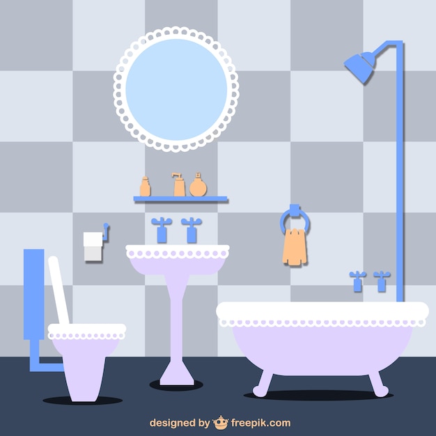 Free Vector violet bathroom 