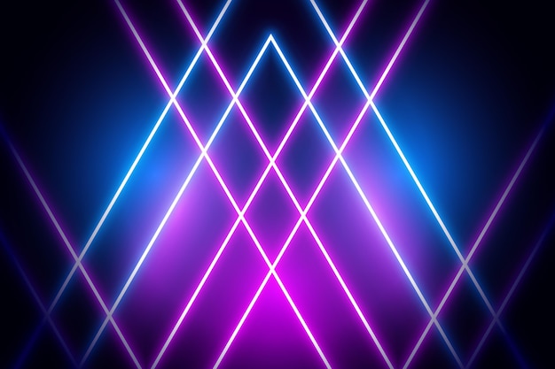 Violet and blue neon lights on dark background