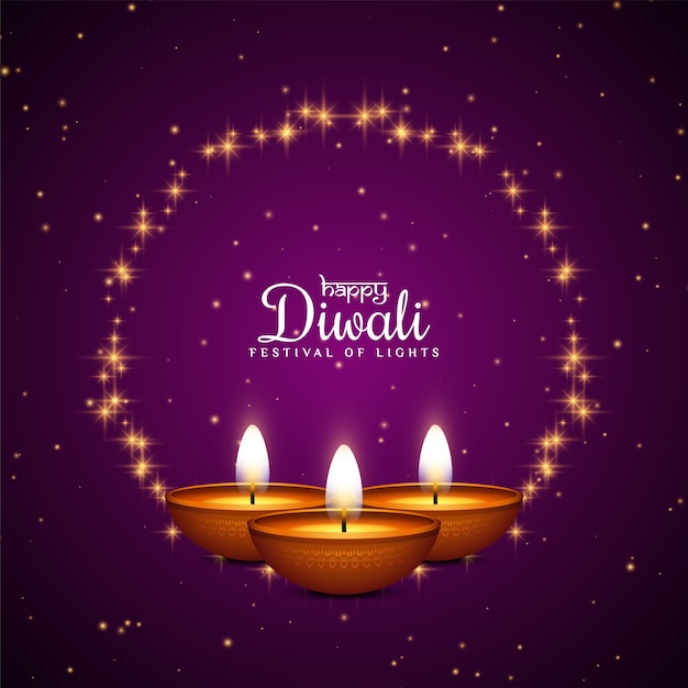 Free Vector violet color happy diwali festival design