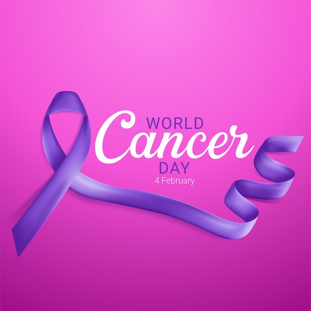 Violet decorative ribbon world cancer day