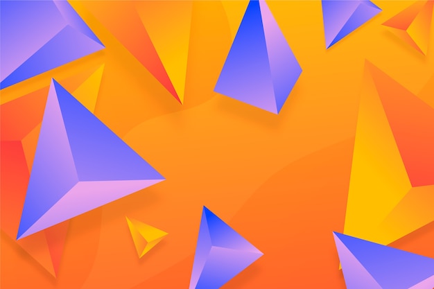 Free Vector violet and orange 3d triangle background