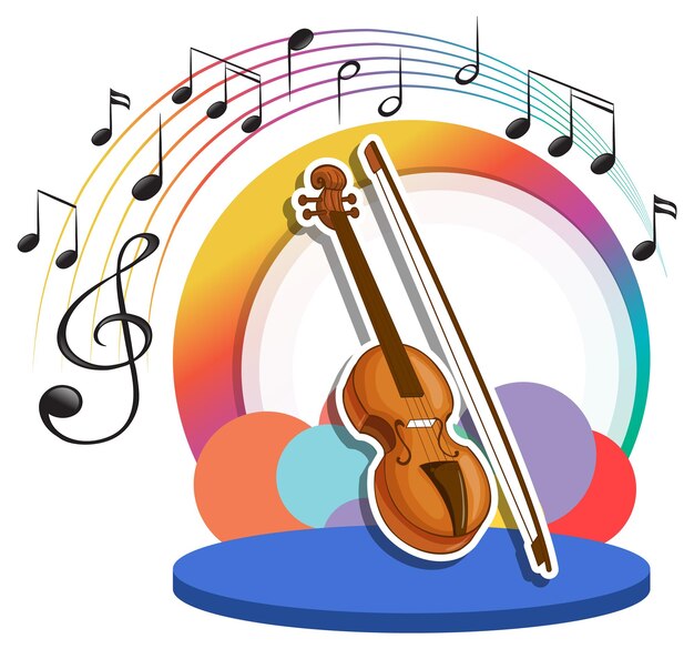 Violin with music melody symbol cartoon