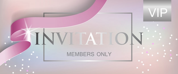 VIP invitation members only lettering with ribbon