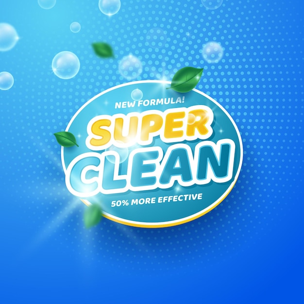 Free Vector viricidal and bactericidal cleaner label