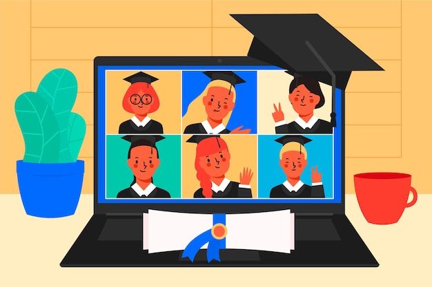 Free vector virtual graduation ceremony concept