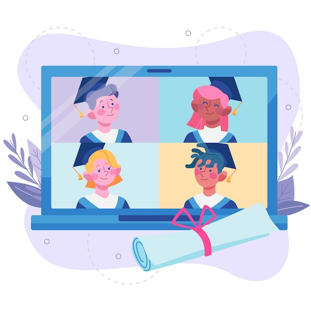 Free Vector virtual graduation ceremony concept