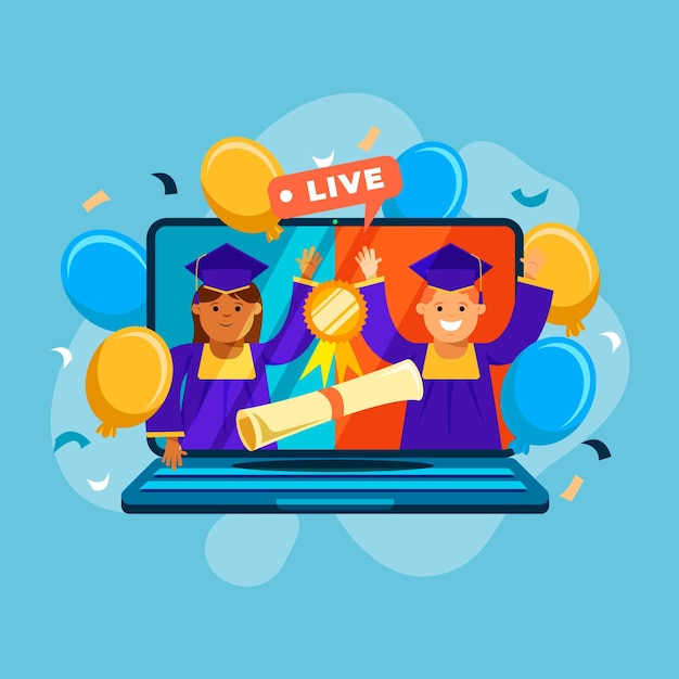 Virtual graduation ceremony concept