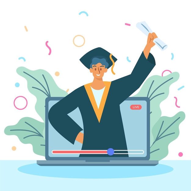 Free Vector virtual graduation ceremony theme