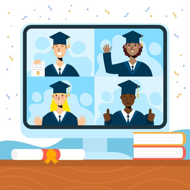 Virtual graduation ceremony with students