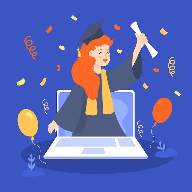 Free Vector virtual graduation ceremony