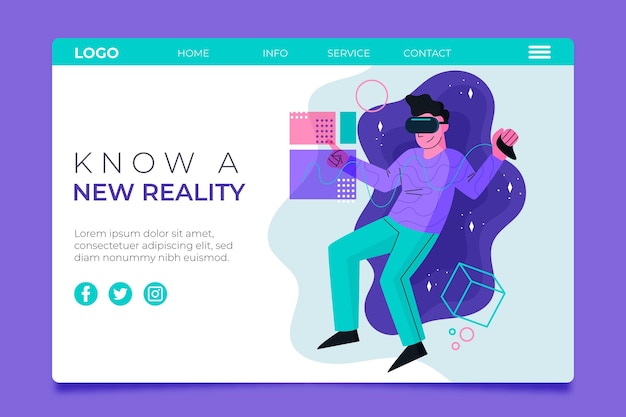 Free Vector virtual reality concept landing page with man