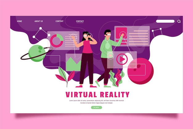 Free vector virtual reality concept - landing page