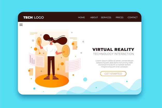 Free vector virtual reality concept - landing page