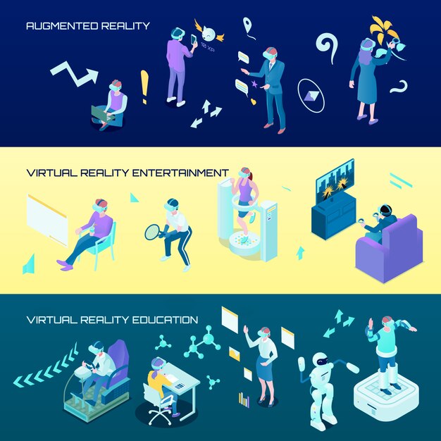 Virtual Reality Isometric Horizontal Banners