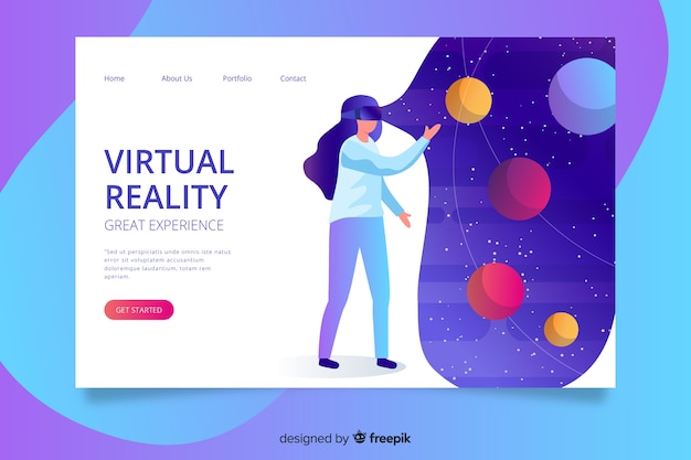 Virtual reality landin page template