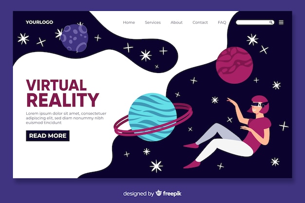 Virtual reality landin page template