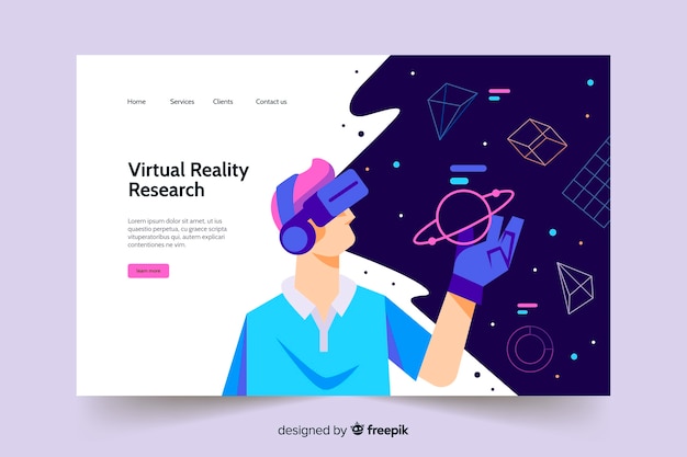 Virtual reality landing page template