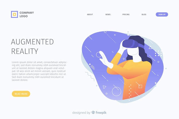 Virtual reality landing page template