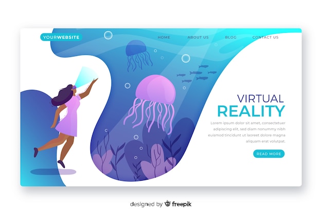 Virtual reality landing page template