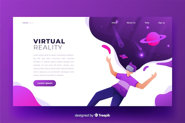 Virtual reality landing page template