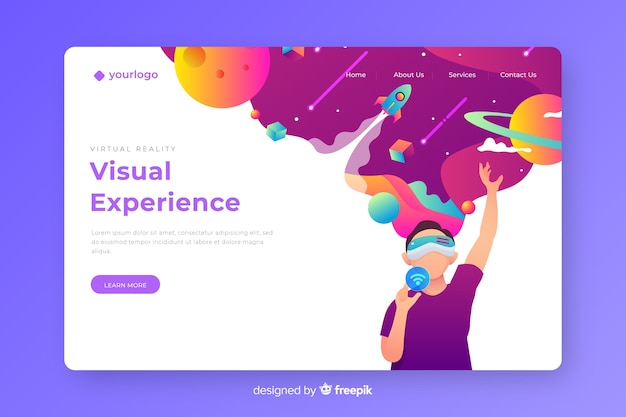 Virtual reality landing page template