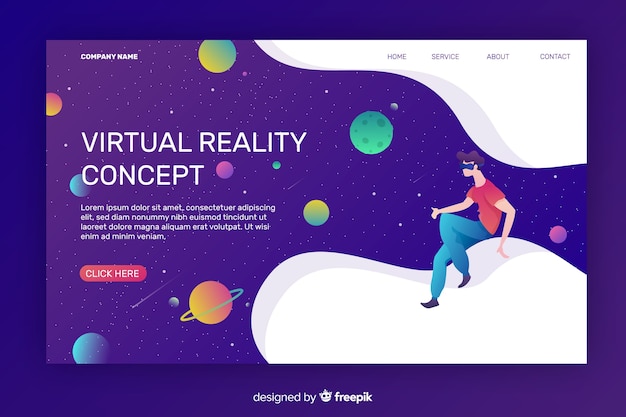 Free Vector virtual reality landing page template