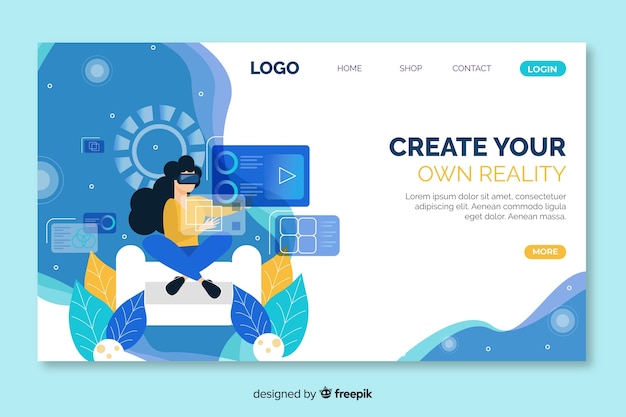 Virtual reality landing page template