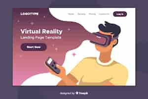 Free vector virtual reality landing page template