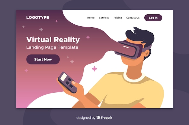 Virtual reality landing page template