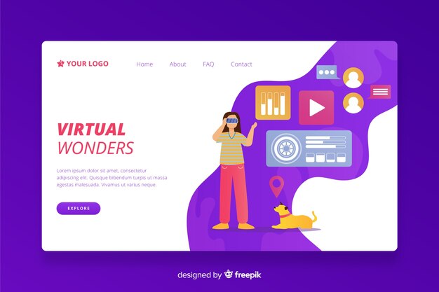 Virtual reality landing page template