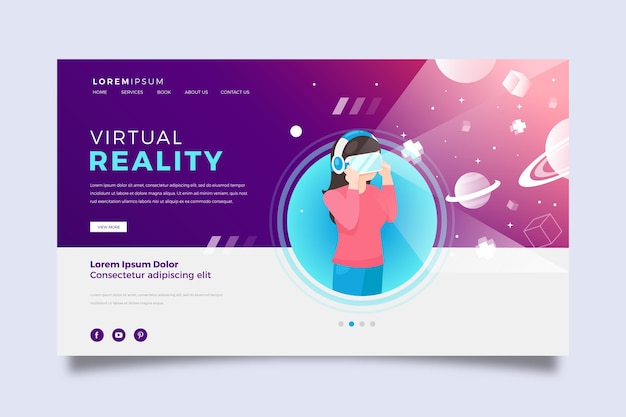 Virtual reality landing page template