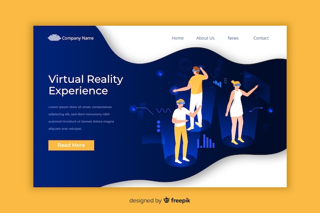 Free Vector virtual reality landing page template