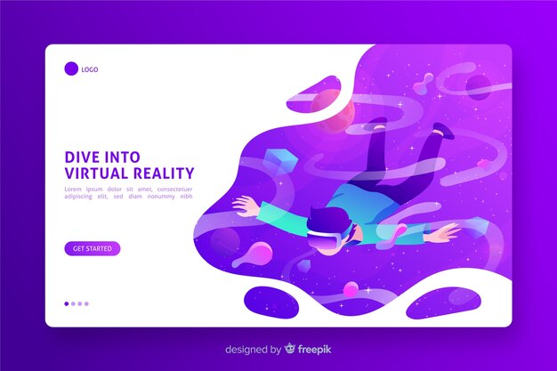 Virtual reality landing page template