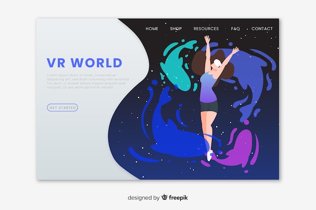 Free Vector virtual reality landing page template